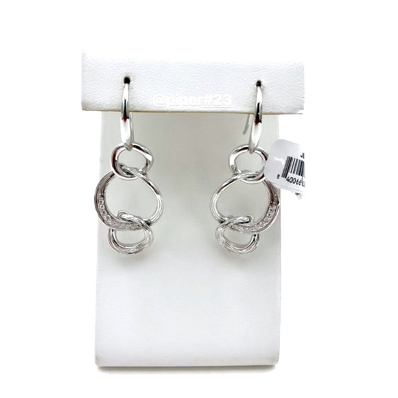 NWT Judith Ripka Triple Link Santorini Drop Earrings with genuine Diamonds - Picture 7 of 10